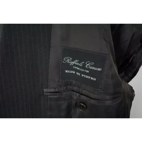 Raffaele Caruso Charcoal Striped Loro Piana 3Pc Suit Jacket Pants Vest 44R NEW
